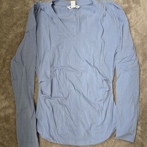 Athleta Sky Blue Long Sleeve V-Neck Top